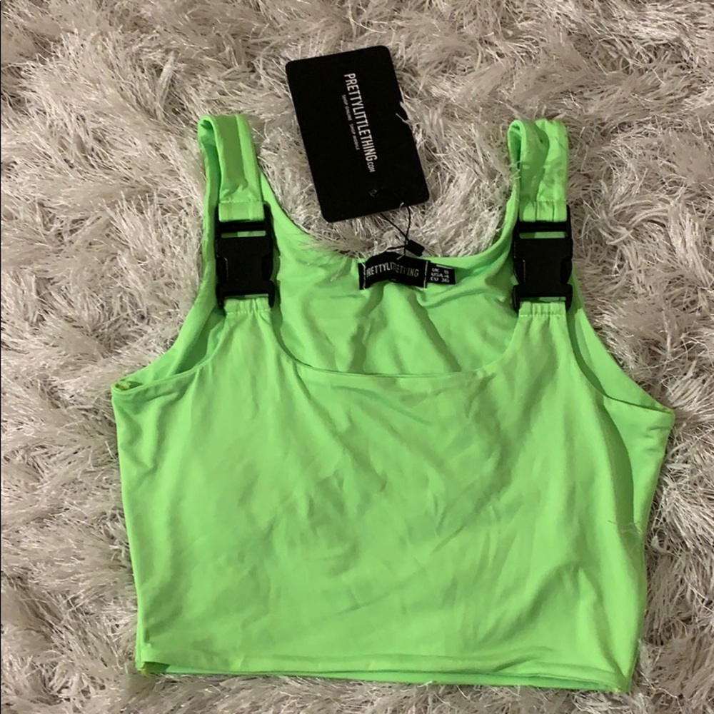 Neon Lime Buckle Strap Crop Top